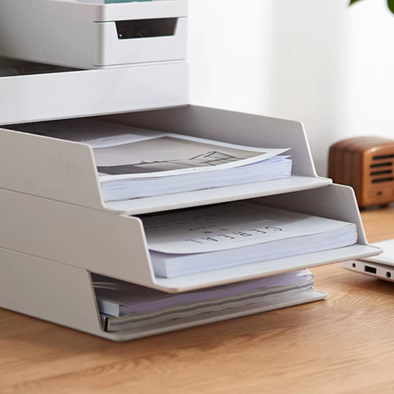 A4 Paper Organizer Document Plastic Case Office Table Desk Storage Superposition Filling File Box Wholesale