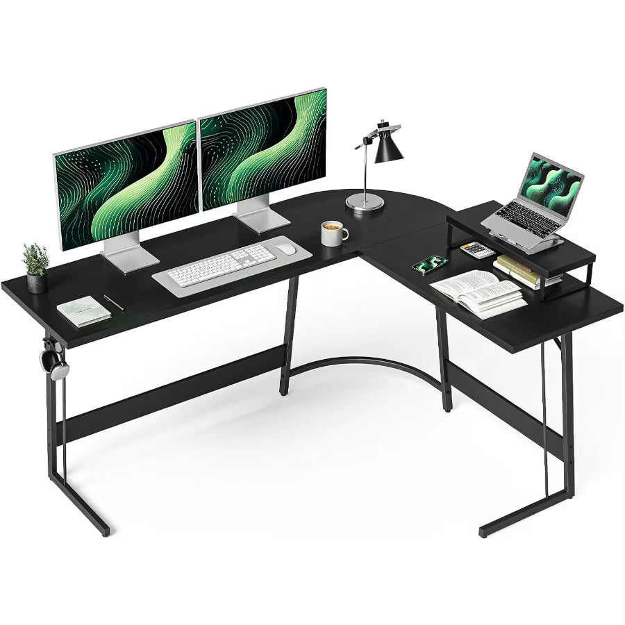 L Shaped Gaming Desk Computer Office Desk 59 Inch Corner Desk with Large Monitor Stand for Home Office Study Writing Workstatio