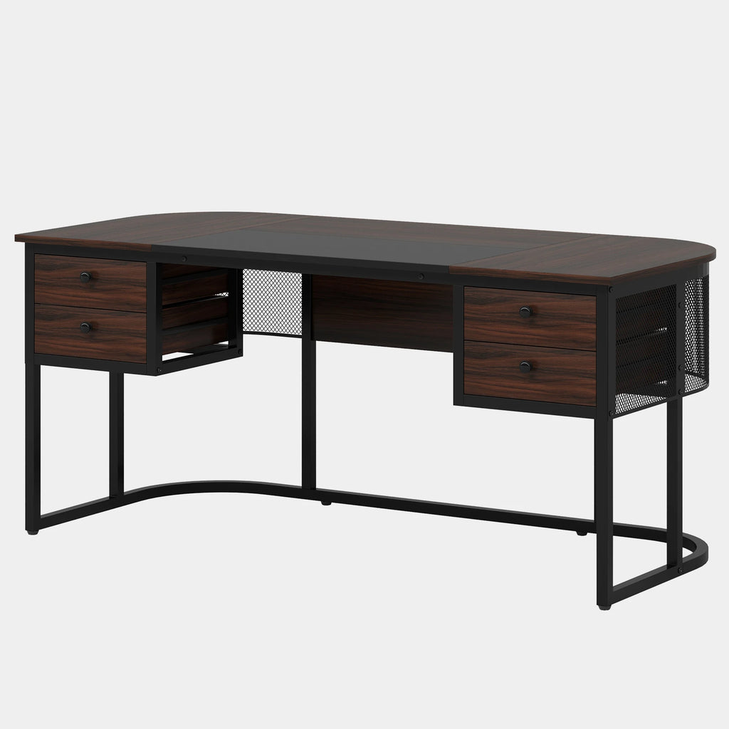 63-Inch Executive Desk with 4 Drawers, Large Office Desk Computer Desk, Business Furniture Desk Workstation