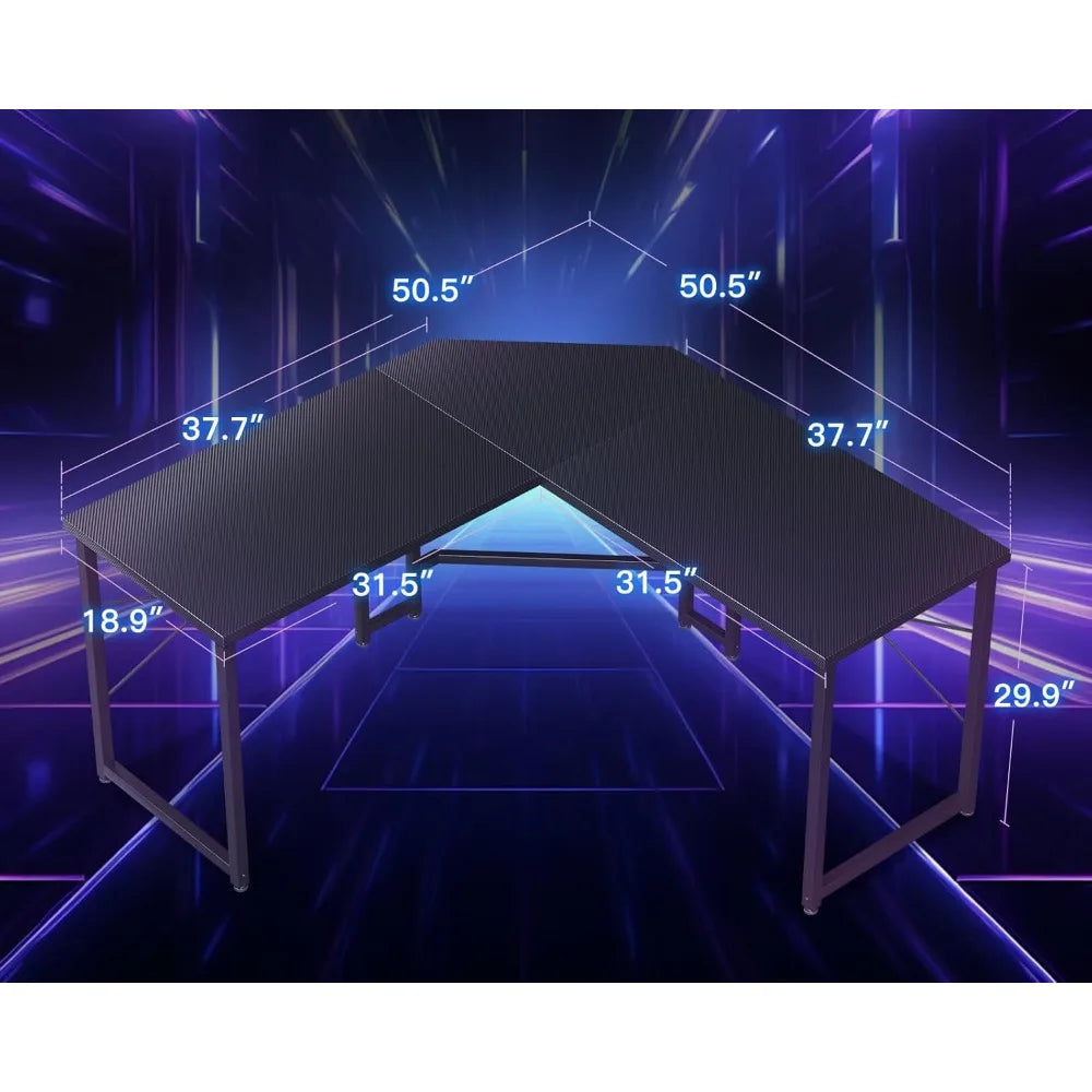 L-Shaped Gaming Desk: Corner Computer Desk for Home Office, Durable Small Space Workstation