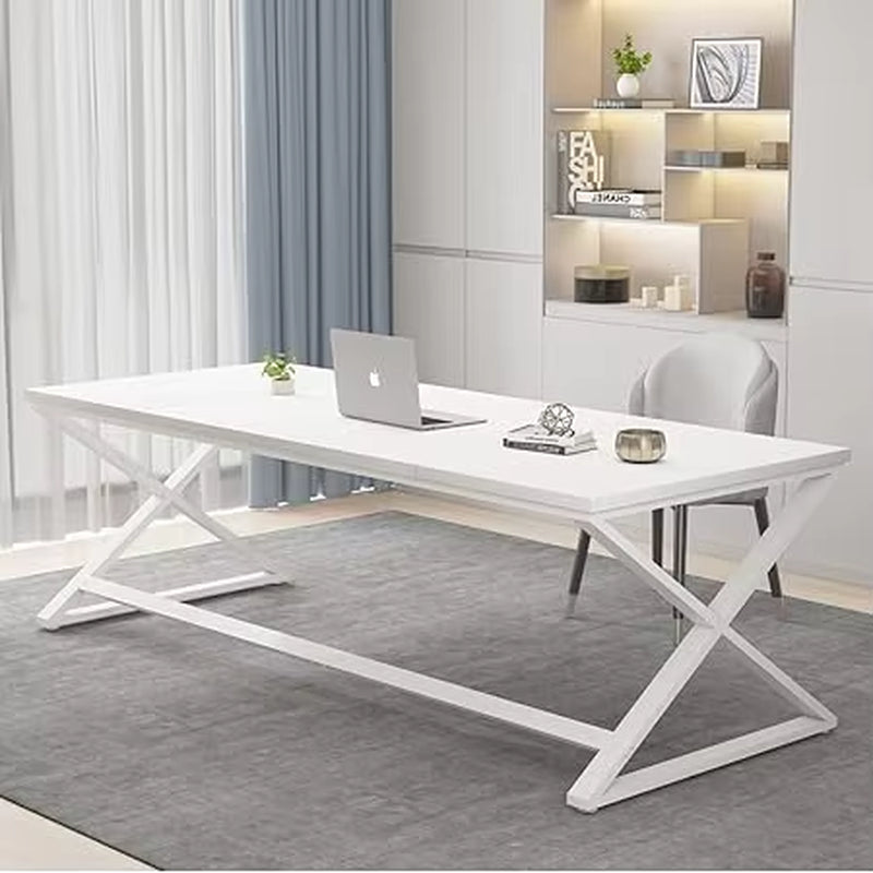 Rustic Large Desk for Home Office, 78.7" Extra Long Computer Desk, Wood Metal Wide Work Desk for Study Writing, Farmhouse Dual