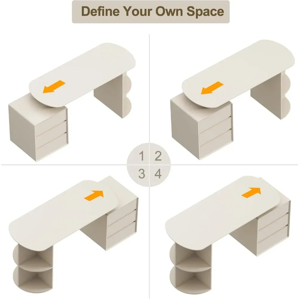 Home Office Desk and Chair Set, Home Office Furniture Sets, Computer Desk with Drawers & Shelves, Ergonomic Office Chair