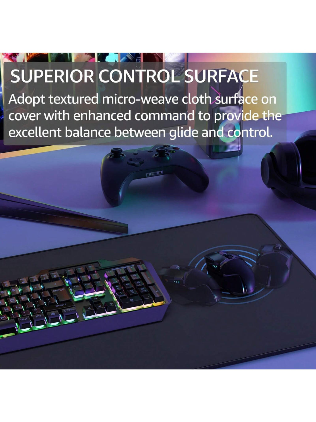 1Pc Large Mouse Pad Black Simple Clean Gaming Mouse Pad Available in 5 Size