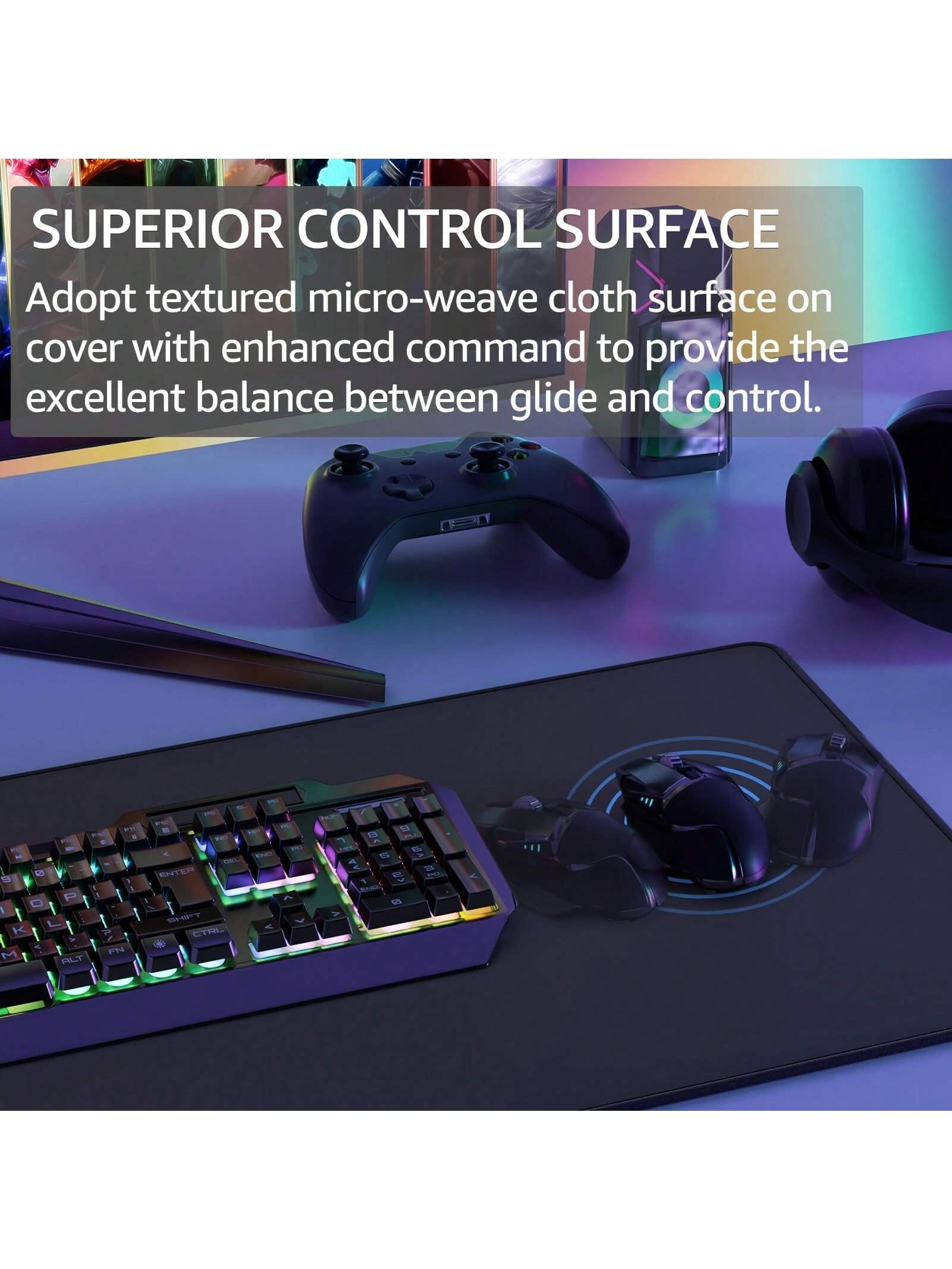 1Pc Large Mouse Pad Black Simple Clean Gaming Mouse Pad Available in 5 Size