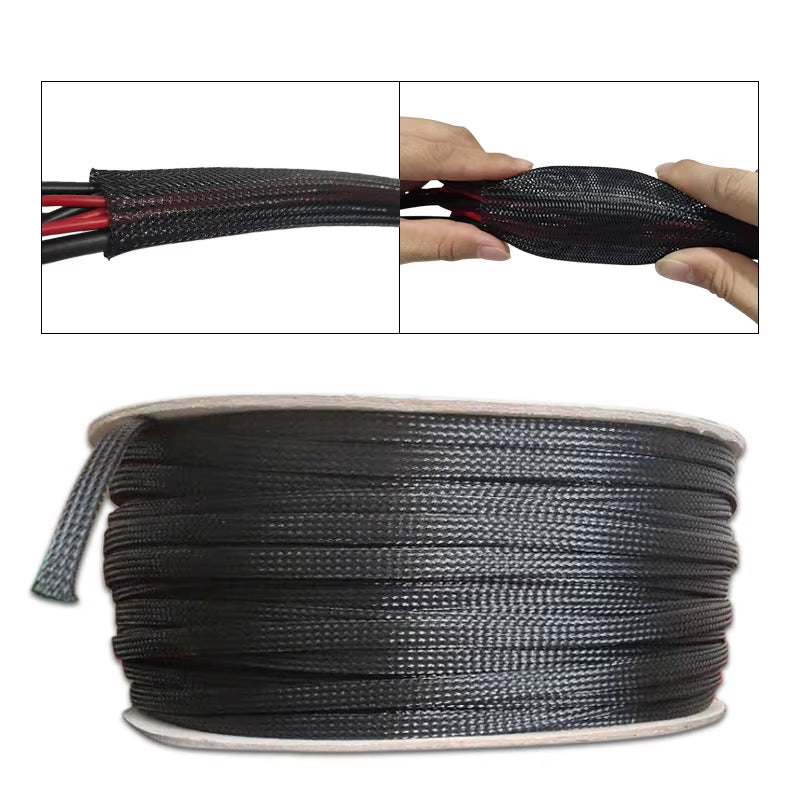 Customizable 5/100/300M 3Mm To100Mm Insulated Braid Sleeving PET Wire Expandable Cable Sleeve Flame-Retardant Nylon Braided Tube