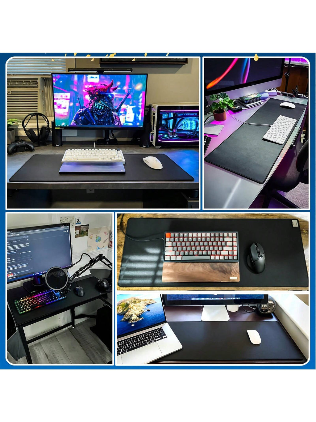 1Pc Large Mouse Pad Black Simple Clean Gaming Mouse Pad Available in 5 Size