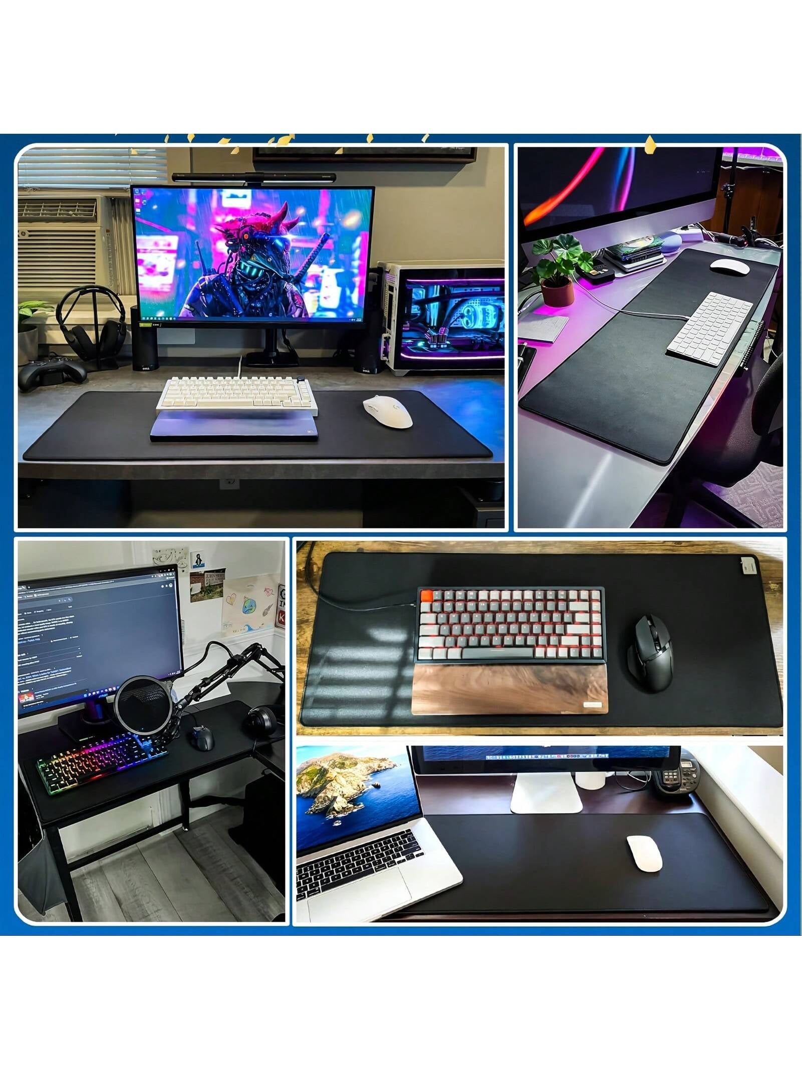 1Pc Large Mouse Pad Black Simple Clean Gaming Mouse Pad Available in 5 Size