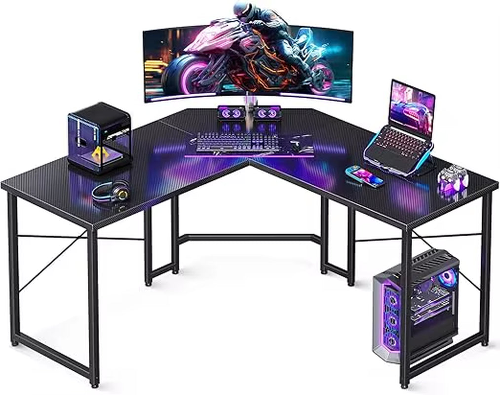 L-Shaped Gaming Desk: Corner Computer Desk for Home Office, Durable Small Space Workstation