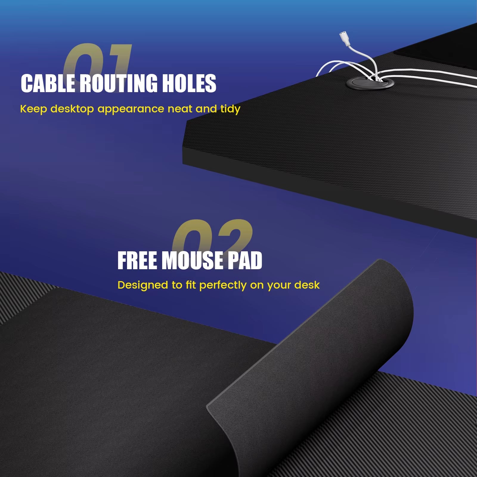 Gaming Desk Computer Desk Sturdy Carbon Fiber Z Frame Large Gaming Table with Headphone Hooks PC Desk