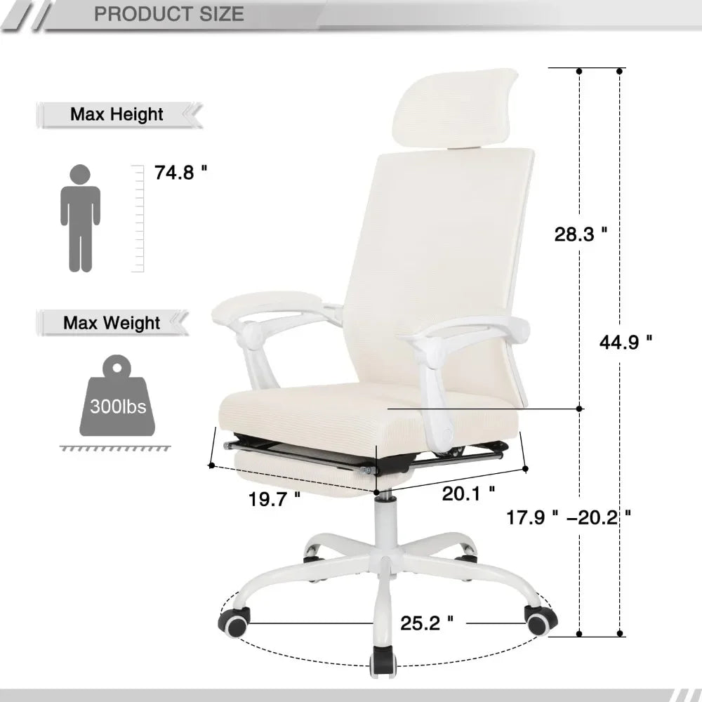 Home Office Desk and Chair Set, Home Office Furniture Sets, Computer Desk with Drawers & Shelves, Ergonomic Office Chair