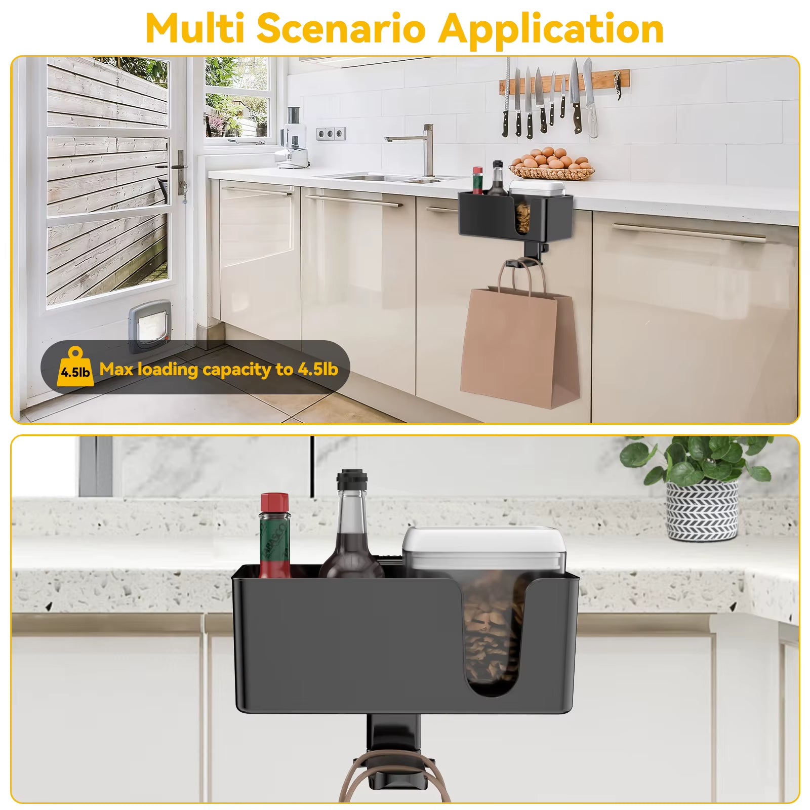 4 in 1 Desk Cup Holder Clamp on under Desk Headphone Hanger Rotating Headphone Holder Detachable Cup Holder Desk Storage