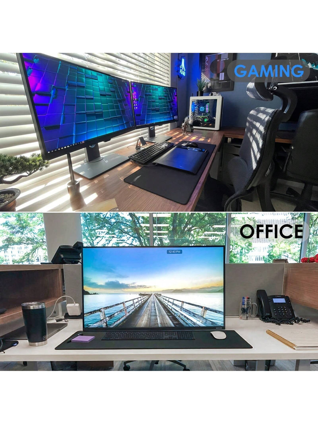 1Pc Large Mouse Pad Black Simple Clean Gaming Mouse Pad Available in 5 Size