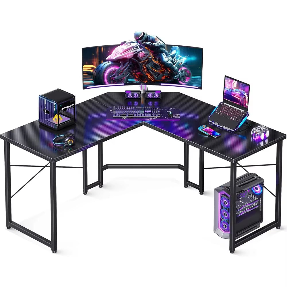 L-Shaped Gaming Desk: Corner Computer Desk for Home Office, Durable Small Space Workstation
