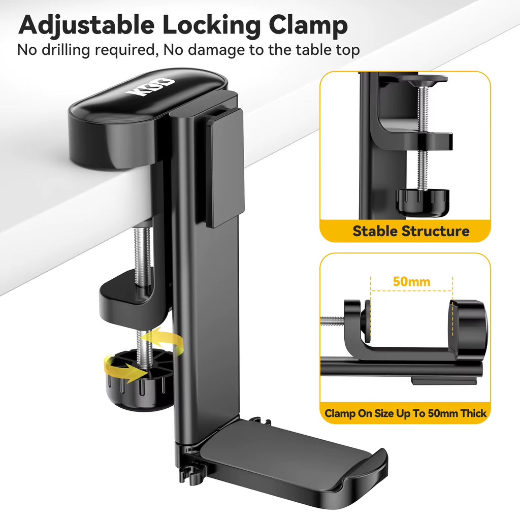 4 in 1 Desk Cup Holder Clamp on under Desk Headphone Hanger Rotating Headphone Holder Detachable Cup Holder Desk Storage